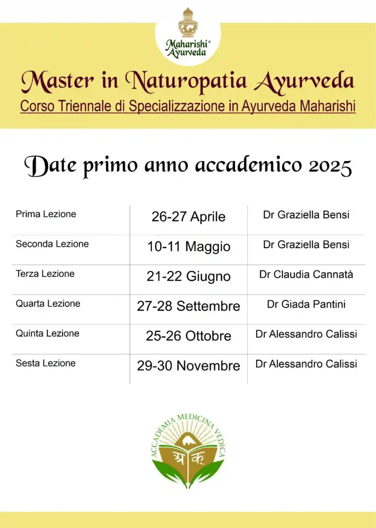 Date definitive del Master in Naturopatia Ayurveda